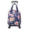 Bolsa Carrinho Dobrável Estampada Mini Desmontável Mochila de Duplo Uso Bagagem de Curta Distância Roda Universal Bolsa de Mão para Viagem