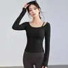 Roupa de Yoga para Mulheres Primavera e Verão 2026 Alça Única no Ombro com Bojo Top de Manga Longa para Corrida Pilates Yoga para Mulheres