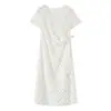 Vestido de Verano Asimétrico con Cinturón de Lazo para Mujer de Tallas Grandes Inno con Lunares de Tencel 2026 244993