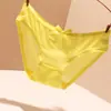 Roupa Íntima Sexy Transparente Feminina Renda Sedosa Cor Lisa Sem Costura Ultrafina Confortável Tentação Calcinhas Femininas com Laço Verão