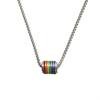 Conheça Colar de Aço Titânio com Costura de Transferência Arco-íris Japonês e Coreano Cool Couple Tie Necklace ins Internet Celebrity Same Style Chain