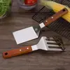 Pá para Cozinhar Teppanyaki de Aço Inoxidável &W Pá para Comida Ocidental Pizza Pá Pá para Pressionar Bolo Agarrada à Mão Ferramenta para Panqueca Crua Pá para Gelo Frito