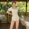 Traje de baño de una pieza para mujer, estilo nuevo 2025, que disimula el abdomen, adelgazante, estilo puro y sexy, con cortes, conservador, fruncido, traje de baño para aguas termales
