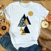 2022Figura Geométrica Estampado Geométrico Camiseta Manga Corta Ropa de Mujer Transfronteriza wish/ebay