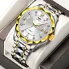 Reloj para Hombre Calendario Chino e Inglés Caja de Diamante Luminoso Resistente al Agua Moda Comercio Exterior Sencillo en stock Reloj de Cuarzo Correa Sólida