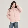 Nueva Chaqueta de Plumón para Niños y Niñas 90% Plumón de Pato Blanco Estudiantes de Secundaria Ropa de Invierno a la Moda Chaqueta con Capucha Plisada de Color Sólido