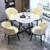 Escritório de Vendas Conjunto de Mesa e Cadeiras de Jantar de Luxo Leve Italiano Recepção de Lazer Casa Mesa Redonda Pequena Simples Moderna Mesa de Centro Pequena