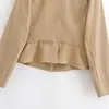 Fabricantes de Ropa para Mujer Transfronterizos al por Mayor 2025 Nueva Popular Moda Casual Khaki Chaqueta de Cuello Alto Aliexpress