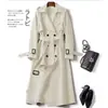Cortavientos para Mujer de Longitud Media 2025 Primavera y Otoño Nuevo Estilo Coreano Moda Estilo Británico Ropa Exterior Hasta la Rodilla Ropa Exterior Hasta la Rodilla para Mujer