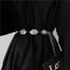 Cadena de Cintura Metálica Tallada Moda Retro para Mujer Estilo Bohemio Accesorios de Cinturón Turquesa Accesorios para Cintura de Falda Jeans