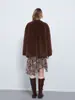 Abrigo de Lana y Ante Estilo Suave Invierno 2026 para Mujer, Corte Holgado, Un Botón, Chaquetón de Longitud Media