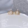 Pendientes de perlas de agua dulce grises naturales de la tienda de joyería, pendientes de múltiples cuentas con microincrustaciones de circonitas y diamantes, estilo retro, temperamento que combina con todo.