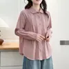 [Oferta Especial] 100 kg Estilo Primavera Nuevo para Mujeres de Tallas Grandes: Camisa Elegante Casual de Manga Larga con Adorno de Encaje 9476