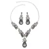 Conjunto de Joias Colar Brincos Pedra Preciosa Cristal Cross Mais Vendido Europeu Americano Luxo Banquete Acessórios de Noiva Fornecimento Direto da Fábrica