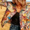 Nueva chaqueta vaquera corta de algodón puro otoño e invierno impresión digital 3D personalidad moderna top ajustado mujer