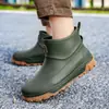 Botas de lluvia cortas de moda transfronterizas para hombre, zapatos de pesca impermeables y resistentes al desgaste para exteriores, zapatos de goma antideslizantes para cocina, zapatos impermeables para lavado de autos para hombre