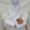 Bufanda de Invierno para Mujer Felpa a Prueba de Frío Gruesa Bufanda Pequeña para el Cuello Imitación Piel de Conejo Rex Cruz Cálida Bufanda Manga para el Cuello de Color Sólido