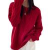 Top de Punto Trenzado con Cuello Redondo para Mujer Otoño e Invierno 2024 Nuevo Estilo Estilo Lazy Suelto y Suave Prendas de Punto Exteriores