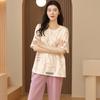 Pijama de Algodón para Mujer Verano Manga Corta Pantalón Capri Conjunto de Dos Piezas Dulce Dibujo Animado Linda Ropa de Casa para Niña Cuello Redondo Ropa de Exterior