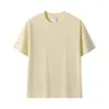 Primavera y verano Nuevo 230g hombro algodón puro color liso manga corta camiseta hombres y mujeres moda cuello redondo base lisa camiseta venta al por mayor