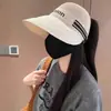 2025 Novo Estilo de Verão Chapéu de Pescador Respirável com Recortes Proteção Solar para Exterior Pode Ser Amarrado em Rabo de Cavalo Boné Fashionável com Top Vazado e Aba