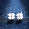 Pendientes de Trébol de Cuatro Hojas de Plata de Ley 925 para Mujer, Modernos y Sencillos, con Diamantes, Estilo Coreano Ins, Pendientes Personalizados, Joyería para Orejas de Plata