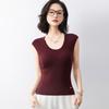 Camiseta de Tirantes de Punto Acanalado Elástico Súper Cómoda de 120 Hilos Calibre 16 de Gama Alta sin Mangas con Cuello en U Camisa Base Fina