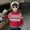 Suéter para Niños 2025 Nuevo Invierno Niños Top Rojo Retro Ropa de Punto para Bebé Ropa de Año Nuevo Ropa Interior para Niños