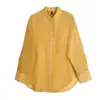 Camisa Morada para Mujer, Talla 26, Nuevo Estilo de Verano, Corte Regular en los Hombros, Tencel, Estilo Holgado y Relajado, Caída Fluida, Protector Solar, Manga Larga, Top Delgado