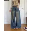 27/07 em promoção Jeans Denim Lavado Retro Feminino Outono Cintura Alta Reta Versátil Calça 91263