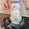 Calcetines lindos de cachorro de dibujos animados para mujer, calcetines de media pantorrilla, calcetines de algodón finos de verano estilo coreano y japonés, calcetines largos de moda estilo universitario ins