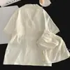 Conjunto fresco de dos piezas de algodón nube para mujer, con rayas verticales arrugadas, de manga corta, para el hogar, verano 2026