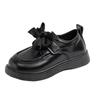 Sapatos Femininos 2025 Sapatos de Couro Primavera e Outono Novos Sapatilhas Infantis Solado Macio Sapatos Infantis Britânicos Sapatos de Couro Pequenos com Laço de Princesa