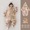 Ropa de Bebé Otoño Invierno Mameluco con Capucha para Bebé Mono con Capucha Grueso Forrado de Terciopelo Cálido Traje para Gateo al Aire Libre para Recién Nacido