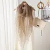 Lenço de Seda Luxuoso 100% Seda de Amora Elegante Xale de Senhora Lenço Fino para Mulheres com Borda de Pedraria Presente Versátil