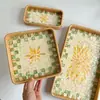 Bandeja Rectangular de Concha de Ratán Vietnamita para Frutas, Bandeja para Sala de Estar, Comedor, Cesta Organizadora de Almacenamiento de Lujo Ligero