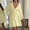 2025 Nuevo Otoño Estilo Europeo y Americano Algodón Puro Jacquard Correa Manga Murciélago Pijama Holgado y Cómodo Ropa de Casa para Mujer