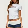 Top corto de manga corta ajustado retro con strass de la Union Jack, venta al por mayor transfronteriza europea y americana, camiseta estilo Y2K B