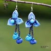 Pendientes de Teñido con Nudo de Yunnan Artístico Creativo Puesto Étnico Yunnan Dali Teñido con Nudo Tinte Azul Flor de Viaje Auricular Taibao