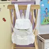 Mochila con cierre de cordón y solapa de lunares azul lechoso suave, una vibra veraniega fresca y suave, una mochila pequeña exclusiva para chicas dulces