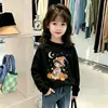 Camiseta de Algodão Puro Manga Longa Outono Inicial para Meninas Camisa Base com Estampa de Desenho para Bebê Estilo Outono Infantil Top Versátil Roupa Infantil t