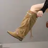 Botas Largas de Moda con Punta Europeas y Americanas, Borla y Correa, Nuevas para Otoño e Invierno, Botas de Montar con Remaches Metálicos para Mujer, Botas Sexy de Tacón Alto para Mujer