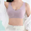 Sujetador de mujer sin aros, V ondulada, seda helada, sin costuras, tacto a piel, cierre trasero, tres filas, cuatro ganchos, capa interior, diseño push-up y envolvente