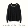 Nueva colección de otoño e invierno: Cárdigan de cachemira para mujer con adornos de pedrería, con cuello redondo, mangas largas y un diseño cálido y en capas