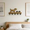 Colgador multifuncional de pared con diseño de huella de perro para mascotas, transfronterizo, con 5 ganchos, soporte para correa, estante de almacenamiento para decoración de pared