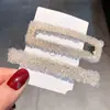 Horquilla para el pelo estilo coreano para mujer, elegante, con clip lateral, para flequillo, estilo simple, retro, cuadrada, con diamantes de imitación.