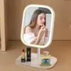 Espejo de Maquillaje LED Delgado HD con Lámpara de Tres Colores Espejo Portátil Plegable Estilo Ins