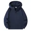 Moda Otoño e Invierno 2025 Nuevo Diseño con Capucha Sudadera de Terciopelo Holgada Moderna Color Sólido Chaqueta Casual para Hombre