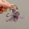 Presilha de Cabelo Borboleta Bordada Estilo Vintage, Tamanho Médio, para Cabelo Meio Preso na Parte de Trás da Cabeça, Acessório de Cabelo com Presilha de Tubarão para Mulheres