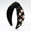 Tela nueva transfronteriza de Halloween con calavera de diamante perla calavera accesorios de aleación nudo accesorios de moda de ala ancha para mujer